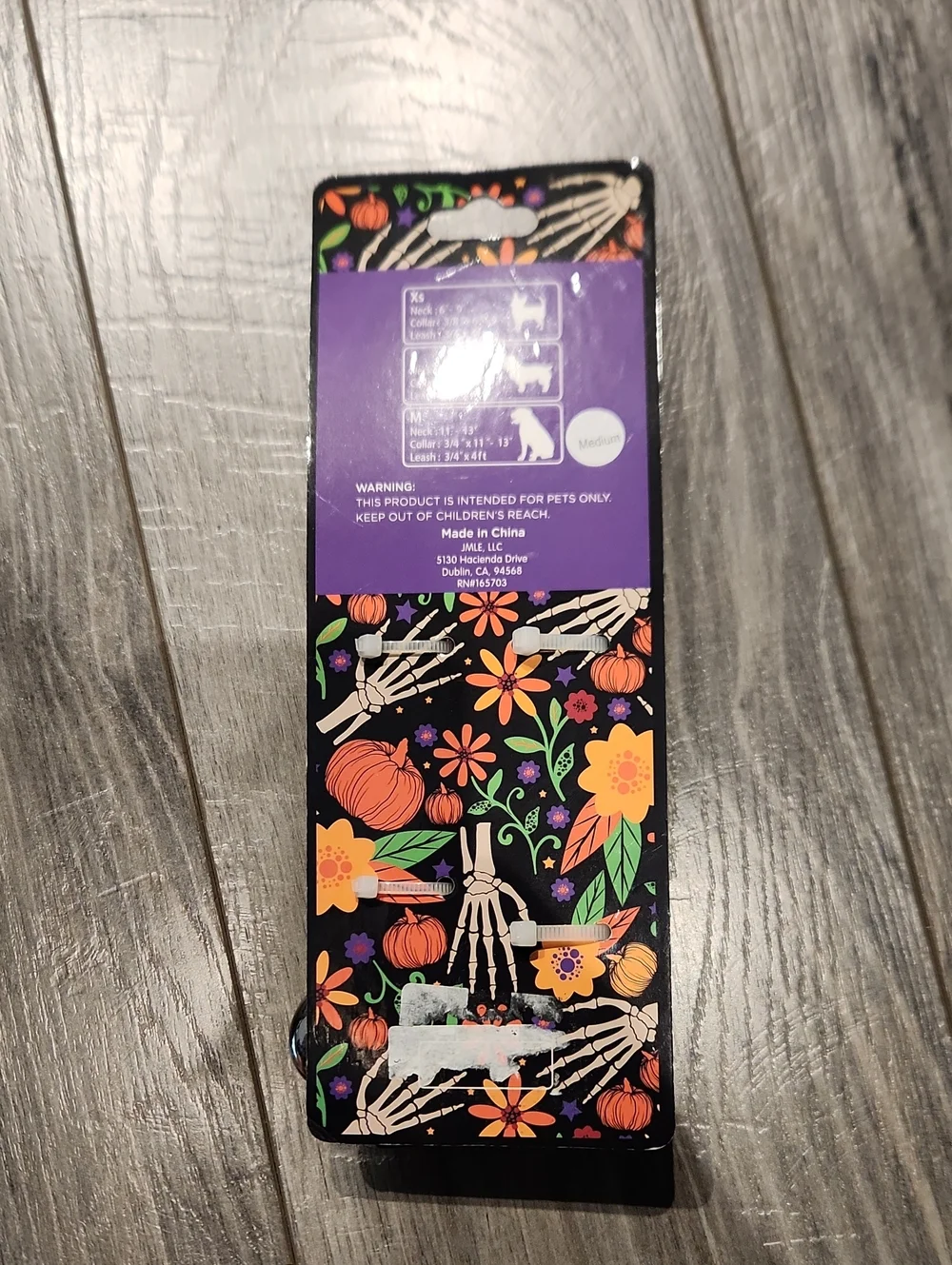 NWT Day of the Dead Floral Pet Collar & Leash Set - Navy Purple Orange SZ M